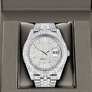 Reloj Moissanite totalmente helado hecho a mano-Hip Hop Diamond Tester Passed Watch, proveedor de relojes Moissanite indio de confianza - Product Image 1