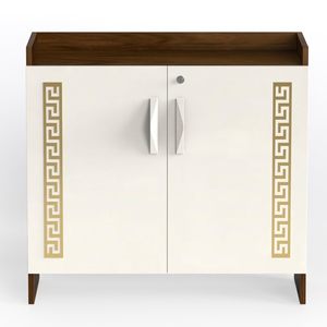 Zapatero de madera de dos tonos con 2 puertas, organizador de calzado con cerradura, con capacidad para guardar hasta 10-12 pares para el hogar. - Product Image 3