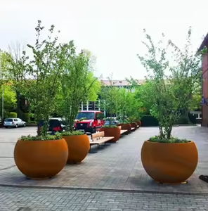 Macetas Esféricas Geométricas de Acero Corten para Jardín, Populares en Europa, Macetas para Árboles - Product Image 2