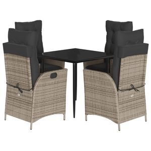 Set da Pranzo da Giardino in Rattan Grigio Scuro per 4 Persone, Resistente alle Intemperie, Arredamento da Esterno in Stile Contemporaneo - Product Image 2