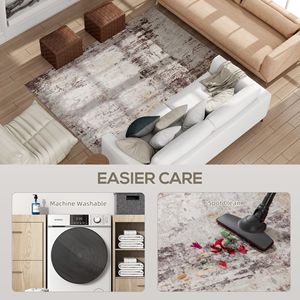 Grande Tappeto Moderno Astratto 4x6 Lavabile in Lavatrice, Antiscivolo in PP per Soggiorno, Camera da Letto, Sala da Pranzo, con Tonalità Marroni Miste - Product Image 6