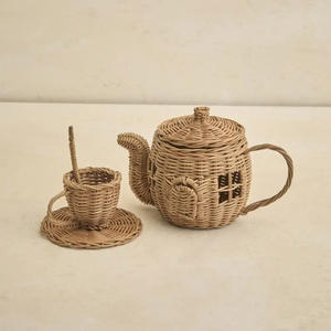 Juguetes más vendidos Tetera de ratán con juego de tazas Juguete de juego de simulación para niños Tazas y teteras - Product Image 2