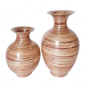 Glovimex - Porta Flores Decorativo al por Mayor, Florero de Bambú Tejido con Incrustaciones de Capiz, Macetas Grandes para Plantas de Interior para Sala de Estar - Product Image 4