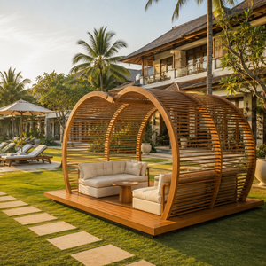 Gazebo de Madera de Teca de Lujo para Exteriores con Cama, para Hotel, Resort, Villa, Jardín, Piscina, Muebles Comerciales para Hostelería - Product Image 2