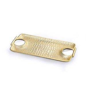 Luxury Round Antique <b>Gold</b> Metal <b>Serving</b> <b>Tray</b> with Handles Decorative Coffee Table Vanity <b>Serving</b> Platter for Home Hotel - Product Image 4