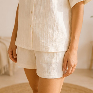 Ensemble de vêtements de détente en gaze de coton simple pour femmes, respirant, écologique, en tissu musulman, pyjama et vêtements de détente pour l'été - Product Image 4