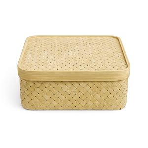 Premium Handmade Square Bamboo Jewelry <b>Box</b> with Light and Lid Eco-Friendly Dual Tone Finish for Home & Bathroom <b>Storage</b> - Product Image 4