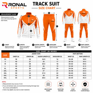ชุดวอร์มผู้ชาย Ronal Sports สีส้มขาว ดีไซน์สปอร์ต คอตั้ง แขนยาว ระบายอากาศได้ดี ผลิตจากโพลีเอสเตอร์ - Product Image 6
