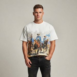 เสื้อยืดพิมพ์ลายกราฟิกแบบกำหนดเอง สไตล์วินเทจสุดเทรนดี้ แขนสั้น ผ้าเจอร์ซีย์คอตตอน 100% สำหรับใส่ได้ทั้งชายและหญิงในช่วงฤดูร้อน - Product Image 6