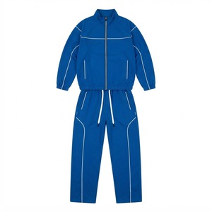 Conjunto Deportivo para Hombre, Chaqueta Cortavientos Azul Rey con Ribete Blanco, Chaqueta con Cierre y Pantalones con Cordón, Ropa Deportiva Ligera - Product Image 6