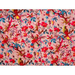 Couverture de lit indienne vintage en coton 100% fait main, réversible, patchwork, confortable et de haute qualité, style Kantha du Bengale - Product Image 3