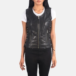 Gilet de motard pour femme en cuir premium, best-seller, fabriqué avec soin - Product Image 3