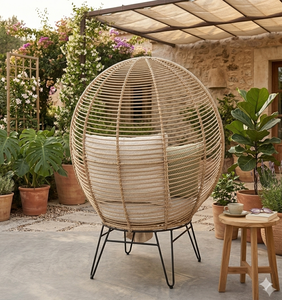 Modern Handwoven Natural Rattan Wicker Egg <b>Chair</b> Oval Patio Lounge Armchair With Metal Legs For <b>Garden</b> Balcony Home Furniture - Product Image 4
