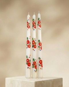 เทียนแท่งตกแต่งลายเพ้นท์มือ สีสันสดใส สำหรับตกแต่งบ้านสไตล์โมเดิร์น (ชุด 4 ชิ้น) สำหรับวันวาเลนไทน์และใช้เป็นเทียนบูชา - Product Image 1