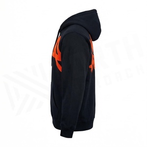 Sudadera con Capucha Oversize para Hombre North Approach, Negra con Logo Naranja, Estilo Urbano, Bolsillo Frontal, Corte Regular, Ropa de Otoño - Product Image 3