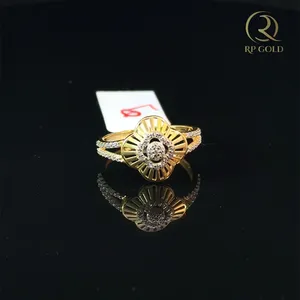 Elegant 18K <b>Gold</b> Luxury <b>Ring</b> with Sunburst Halo Design for Women Stylish Daily Wear Jewelry for Wedding and Gifting Occasions - Product Image 3