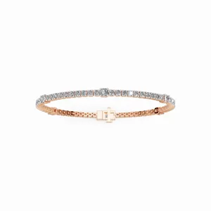 Bracelet élégant en or rose 18 carats avec diamants de laboratoire Rhythm Tennis, 66 diamants taille brillant, bracelet tendance pour la vente en gros - Product Image 1