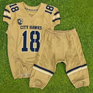 Ensemble de maillot de football américain pour hommes avec pantalon long jusqu'aux chevilles, impression par sublimation à transfert thermique, taille élastique, logo personnalisé du nom de l'équipe - Product Image 3