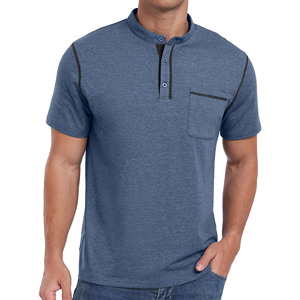 T-shirt décontracté pour homme, coupe slim, bleu, col en V, manches courtes, tricoté, avec poche - Product Image 6