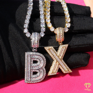 Custom Letter Pendant Necklace Silver <b>Iced</b> <b>Out</b> Moissanite Diamond Hip Hop Jewelry Cuban Link <b>Chain</b> - Product Image 2