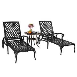 Lettino Prendisole Regolabile in Alluminio Pressofuso Nero con Schienale 193x64.5x93cm - Product Image 6