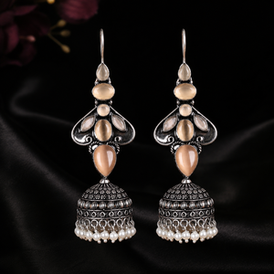 Factory Direct Wholesale Oxidized <b>Silver</b> <b>Dangle</b> Indian Jhumka <b>Earrings</b> for Women - Product Image 2