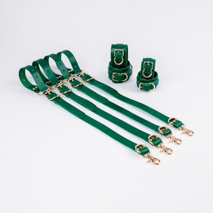 Custom Genuine Leather Bed Restraints <b>Bondage</b> Straps <b>Set</b> Adjustable Wrist Ankle Cuffs Accessories OEM RTTS-0111 - Product Image 4