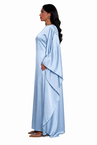 Abaya de calidad premium con manga larga, elegante y modesta, conjunto maxi kaftan de seda satinada para mujer - Product Image 4