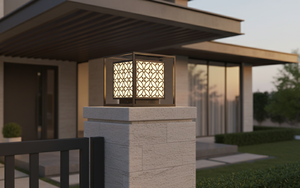 Lampe de poteau de portail extérieur LED E27, matériau de haute qualité anti-rouille avec revêtement en poudre, design moderne, villa, jardin, IP65, AC220, 12'' - Product Image 5