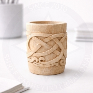 Mug en bois artisanal écologique avec installation autocollante, finition rustique pour Diwali - Product Image 3