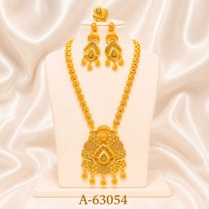 Parure de bijoux ethniques de créateur en zircon, boucles d'oreilles pendantes longues, plaqué argent, collection fiançailles, anniversaire, mariage A-63054 - Product Image 1