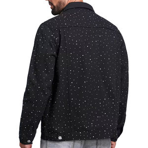 Best Quality All Colors & Sizes Men's Denim <b>Rhinestone</b> <b>Jacket</b> High Quality Men's Canvas Denim <b>Jacket</b> with Stand Collar - Product Image 2