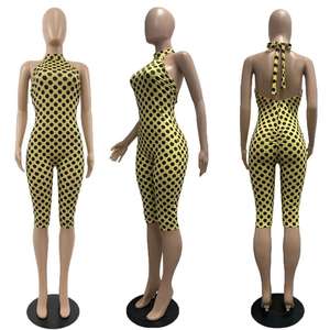 Women Summer Off Shoulder Polka Dot Print Bodysuit 7 Colors Women's <b>Bodycon</b> One Piece <b>Jumpsuit</b> - Product Image 5