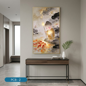 Impression sur toile acrylique HALO Bouddha moderne avec poisson doré et lotus PCB-2, cadre personnalisé, décoration intérieure, art, fabricant vietnamien - Product Image 2