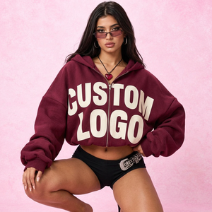 Sudaderas con Cremallera Frontal Personalizadas, Mezcla de Algodón de 360 g/m², Estilo Urbano Ecológico, Cremallera Metálica para Mujer, Colores Personalizados para Minoristas de Moda - Product Image 2