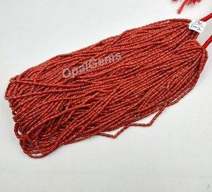 Perles en tube lisses en corail rouge italien naturel 2026, perles en tube de corail rouge italien, perles de pierres précieuses, pour la fabrication de bijoux 20 pouces - Product Image 3