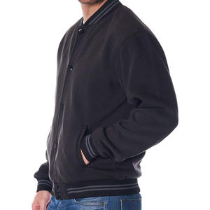 Men's <b>Black</b> Bomber <b>Jacket</b> Regular Fit <b>Fleece</b> Lined Casual Outerwear Turn-down Collar Button Closure Autumn Wear - Product Image 6