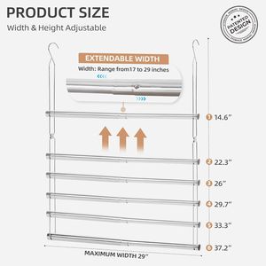 Asta Appendiabiti Regolabile in Larghezza e Altezza, Barra Salvaspazio per Appendere Vestiti, Estensore per Armadio, Accessorio Organizzatore - Product Image 2