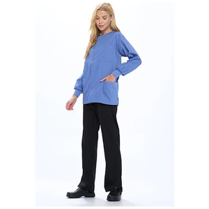 Blouse d'hôpital bleue pour femmes, manches longues, coton et polyester, pour infirmières et médecins - Product Image 2
