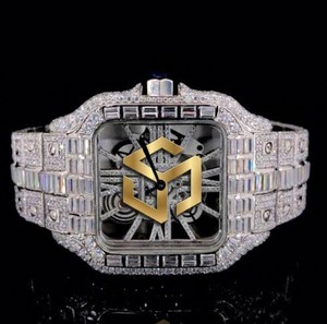 Reloj de Pulsera de Cuarzo de Lujo con Diamantes de Imitación Moissanite, Estilo Hip Hop, para Hombre, Poligonal, Analógico - Product Image 1