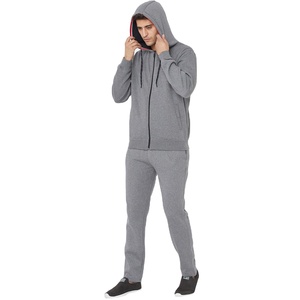 Survêtement gris à capuche pour homme, sweat-shirt zippé avec poches latérales, vêtements de sport décontractés, tenue d'automne, coupe classique, motif uni - Product Image 2