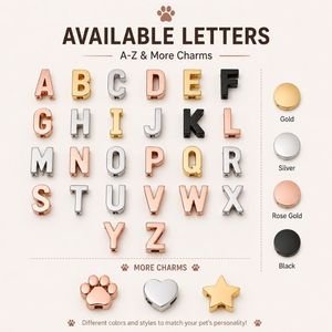 จี้ห้อยปลอกคอสัตว์เลี้ยงแบบกำหนดเอง A-Z อักษรภาษาอังกฤษ  จี้ตัวอักษรแบบส่วนตัวสำหรับสุนัขและแมว จี้สำหรับปลอกคอสัตว์เลี้ยง - Product Image 5