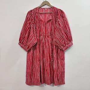 Vestido Casual Midi para Mujer, Tejido 100% Algodón, Liso, Manga Corta, Cintura Imperio, Estilo Babydoll, Cuello en V, Holgado, Funcional - Product Image 1