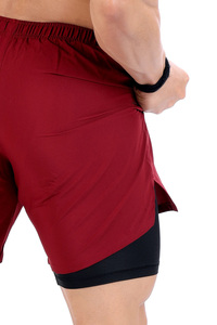 Wholesale <b>Mens</b> Custom 2 in 1 Sports <b>Shorts</b> Double Layer Premium Running Gym <b>Shorts</b> With <b>Compression</b> Inner Liner Quick Dry Fabric - Product Image 4