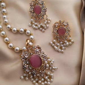 Collier long indien personnalisé avec zircon, idéal pour mariages, fiançailles, l'Aïd et les fêtes – Parure de bijoux pour femmes – Vente chaude - Product Image 5