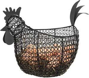 Metal <b>Wire</b> <b>Storage</b> <b>Basket</b> Bowl Shape With Handle For Food <b>Storage</b> Rustic Design - Product Image 3