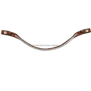 Gran oferta, banda para cejas de caballo de cuero Tan Premium con forma de onda diseñada con cristales transparentes redondos, piedras de diamante, banda para cejas ostentosa - Product Image 1