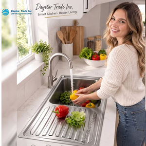 Daystar Handmade Single <b>Bowl</b> Above Counter <b>Kitchen</b> <b>Sink</b> Drainboard Brushed Stainless Steel 201 Eco-Friendly Modern Design - Product Image 1