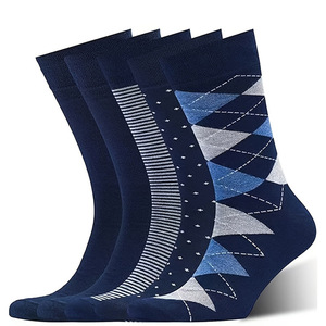 Men's Breathable Striped Dress <b>Socks</b> Men's Crew Mid-Calf <b>Socks</b> Business-Casual Striped Plus-Size <b>Socks</b> - Product Image 2
