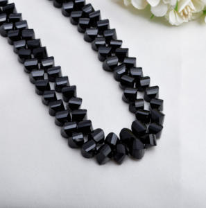 Perles fantaisie torsadées en spinelle noire naturelle pour la fabrication de bijoux fins, collier en pierres précieuses, pierres précieuses en vrac - Product Image 2